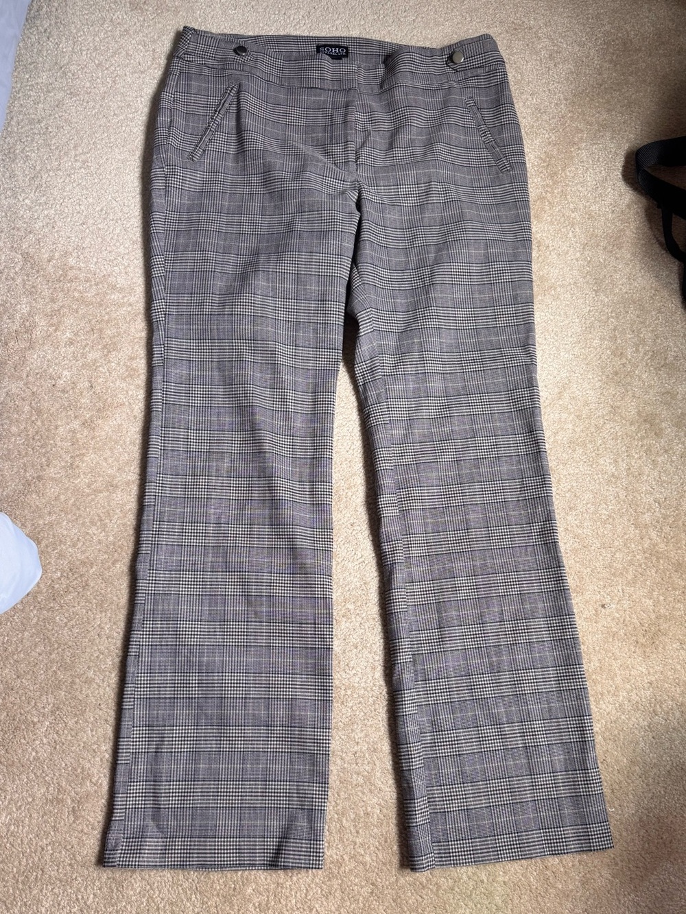 Soho Apparel Brown Plaid Boot Cut Pants